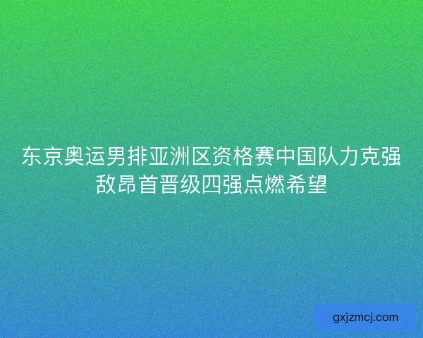 东京奥运男排亚洲区资格赛中国队力克强敌昂首晋级四强点燃希望 东京奥运男排亚洲区资格赛中国队力克强敌昂首晋级四强点燃希望